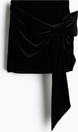 H&M Veloursjupe mit Schleife - Schwarz