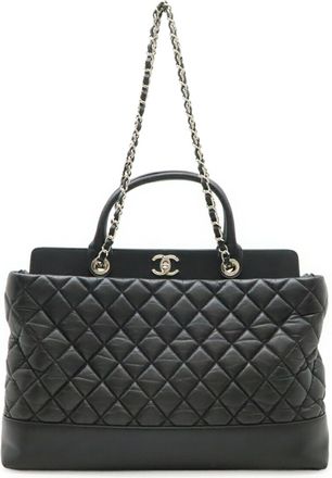 Chanel Matelasse Black Leather Shoulder Bag Tote Bag (Pre-Owned)
