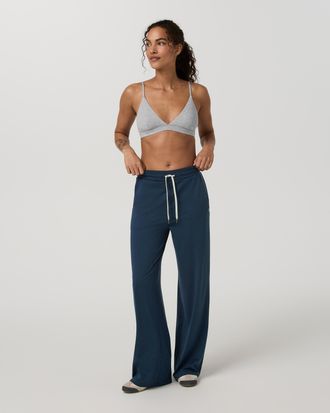Vuori Clothing Halo Essential Wideleg Pants - Shorts | Blue Coast Heather | XS, Size Extra Small