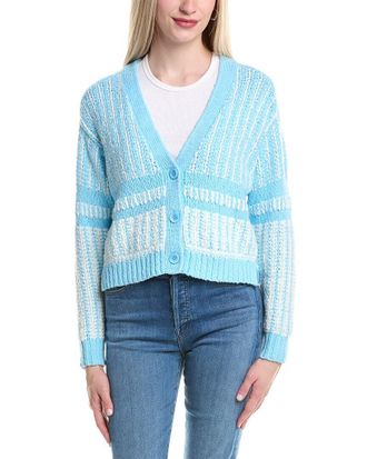 Autumn Cashmere Cotton By Autumn Cashmere 2-Tone Jacquard Cropped V-Neck Cardigan