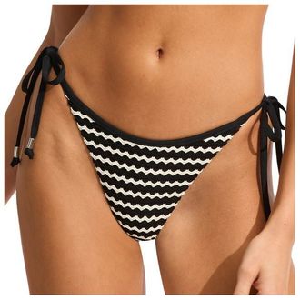 Seafolly Mesh Effect Tie Side Rio Pant Bikini-Bottom f&uuml;r Damen | schwarz