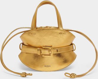 Balmain Shuffle Mini Belted Crossbody Bag in Metallic Leather