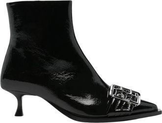 Ganni Buckle Boot Low - Dames - Laarzen met Hak - Zwart - 39 EU - Katoen - Schoenen