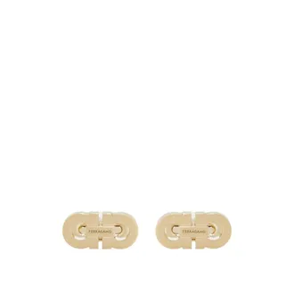 Ferragamo Cufflinks & Tie Clips, male, Yellow, Size: ONE SIZE Double Gancini Cufflinks