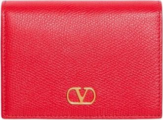 Valentino Garavani Accessoires, Dames, Rood, ONE Size, Leer, VLogo Signature Grainy Calfskin Portemonnee