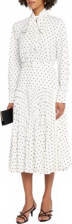 Milly Womens Kennedy Polka Dot Midi Dress In White