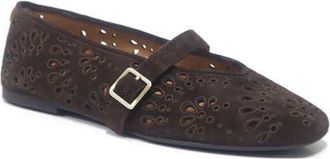Gentle Souls Wini Laser-Cut Mary Jane Flat in Chocolate Suede at Nordstrom, Size 8.5