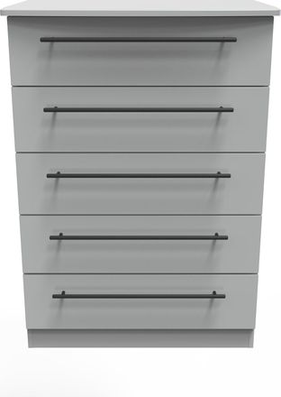 Welcome Furniture Harrow Ready Assembled 5 Drawer Chest in Dusk Grey - Welcome Furniture | TJ Hughes