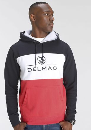 DELMAO Kapuzensweatshirt Langarm, lockere Passform, Colourblocking-Optik, mit Kapuze