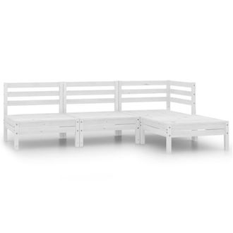 vidaXL Conjunto De Muebles De Jard&iacute;n 4 Pzas Madera Maciza Pino Blanco Vidaxl
