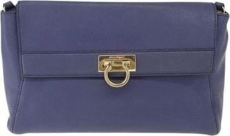 Ferragamo Pre-owned Mini Bags, female, Blue, Size: ONE SIZE Pre-owned Leather Shoulder Bag