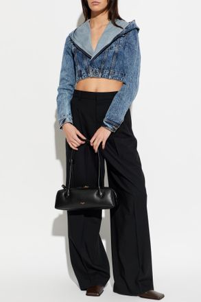 Alaia Denim Jacket With Hood, Womens, Blue