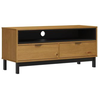 Berkfield Home TV Cabinet FLAM 110x40x50 cm Solid Wood Pine in Brown | Size: 110 x 40 x 50 cm