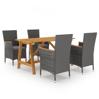 vidaXL Juego De Comedor De Jard&iacute;n De 5 Piezas Gris Vidaxl