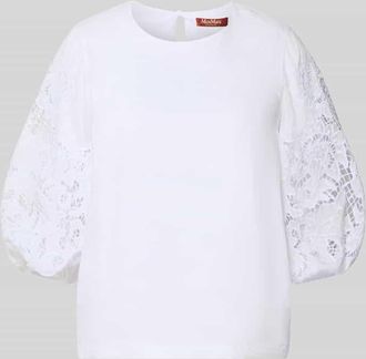 Max Mara Regular Fit Bluse mit Lochspitze Modell ORDINE in Weiss, Gr&ouml;&szlig;e 34