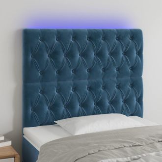 vidaXL Cabecero Con Luces Led Terciopelo Azul Oscuro 90x7x118/128 Cm Vidaxl