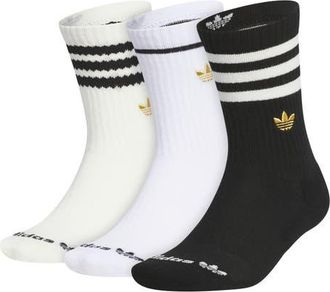 adidas Originals Limited 3-Pack Crew Socks in Off White/Gold/Black at Nordstrom, Size Medium