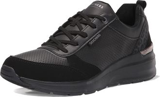 Skechers Womens Billion Subtle Spots Sneaker, Black Duraleather/Black Leopard Trim, 3.5 UK