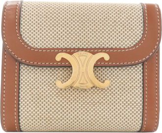 Celine Brown Canvas Leather Wallet (Tri-Fold) (Pre-Owned)