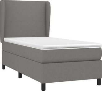 vidaXL Cama Box Spring Con Colch&oacute;n Tela Gris Oscuro 100x200 Cm Vidaxl