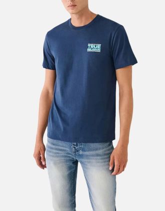 True Religion Mens True Religion Mens T Shirts Short Sleeve Buddha Summer Crew Neck Cotton Tee NEW - Navy - Size: 36