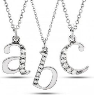 Allurez Lowercase Diamond Block Letter Initial Pendant in 14k White Gold