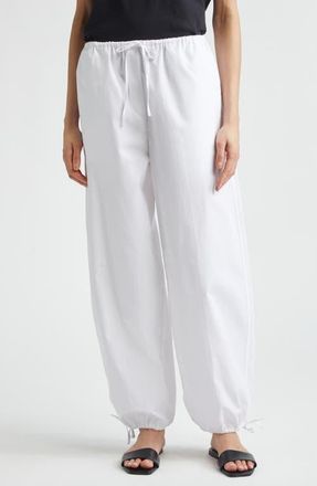 Toteme Organic Cotton Drawstring Trousers in White at Nordstrom, Size 34