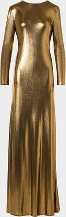 Akris Lurex Viscose Long-Sleeve Gown