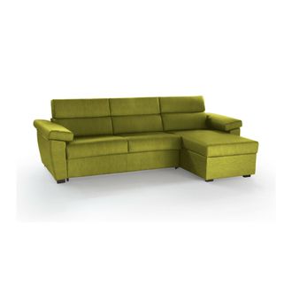 Dmora Sof&aacute; Cama Con Pen&iacute;nsula Verdiana, Sof&aacute; Esquinero Convertible Para Sal&oacute;n, Acolchado, Desenfundable, 100% Made In Italy, 285x160 H100 Cm, Verde - Dmora