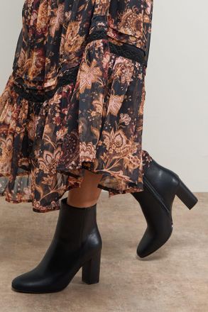 Oasis Womens Louisa Faux Leather Round Toe Stacked High Heel Ankle Boots - Black - Size UK 6