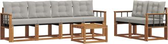 vidaXL Conjunto De Sof&aacute;s De Exterior 7 Uds. Gris Natural Y Claro Vidaxl