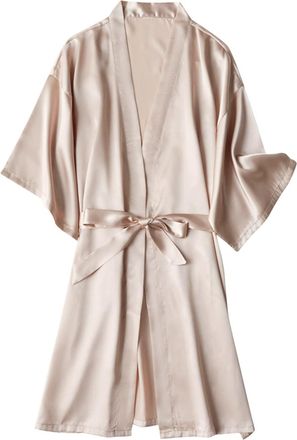 Generic Womens Kimono Robes - Silk Satin Dressing Gown For Women Uk Plus Size, Bride V-Neck Kimono Robe, Lightweight 3/4 Sleeve Toweling Bath Robe, Sexy Night