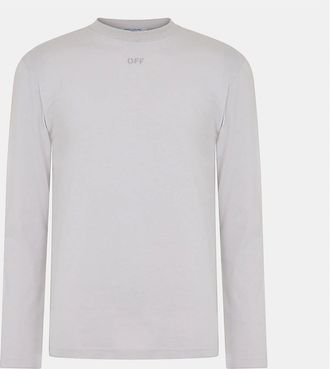 Off-white Mens Crew Neck Long Sleeve Jersey T-Shirt - Blue - Size: 38