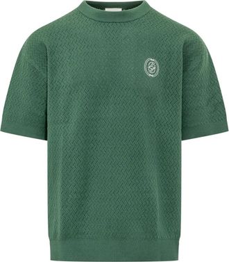 Dr&ocirc;le de Monsieur Gebreid T-shirt - Heren - T-shirts - Groen - M - Tops