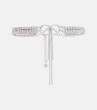 Self Portrait Bow crystal-embellished choker