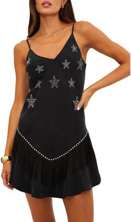 Beach Riot Rowan Beaded Star Detail Cover-Up Minidress in Black at Nordstrom, Size X-Small