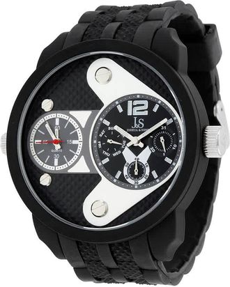 Joshua & Sons Multi-Function Black Dial Black Silicone Mens Watch JS52BK