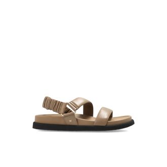 Max Mara Flat Sandals, female, Brown, Size: 10 US Macro Leather Sandals