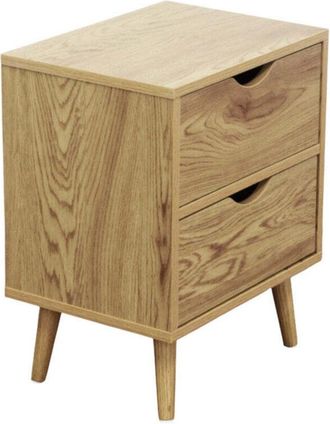 No Brand Comodino in legno naturale design moderno con cassetto e ripiano per camera da letto
