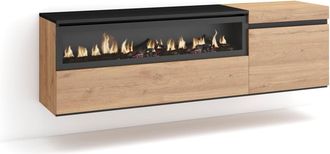 Skraut Home Skraut Home - Mueble Tv, Televisi&oacute;n, Muebles De Sal&oacute;n, Almacenaje, 150x45x35cm, Para Tv Hasta 65, Chimenea El&eacute;ctrica, Colgado, Suspendido, Estilo Mode