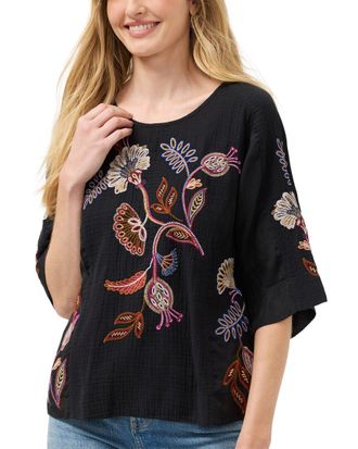 Johnny Was Mixed Media Dolman Blouse