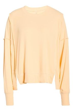 Free People All My Love Long Sleeve Rib T-Shirt in Pina Colada at Nordstrom, Size X-Small