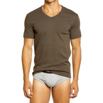 Tom Ford Cotton Jersey V-Neck T-Shirt in Military Green at Nordstrom, Size Xx-Large