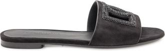 Dolce & Gabbana Su&egrave;de Slippers met Strass-steentjes - Dames - Sandalen - Zwart - 36 1/2 EU - Su&egrave;de - Schoenen