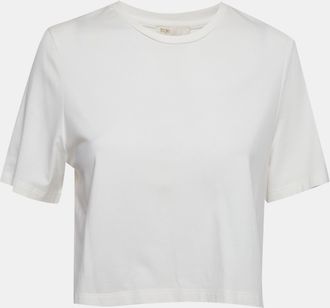 Maje White Jersey Round Neck Crop Top