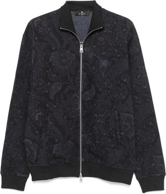 Etro Paisley Print Casual Grijze Sweatshirt - Heren - Vesten met rits - Grijs - 2XL - Katoen - Hoodies & sweatvesten