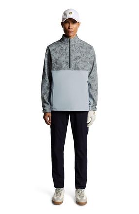 Lyle & Scott Golf Printed Half Zip Windjammer Jacket in True Iron/Jet Black at Nordstrom, Size Xx-Large