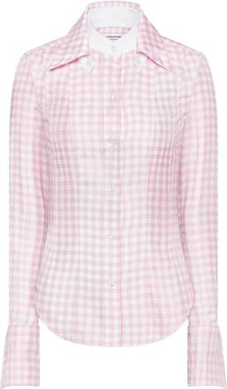 Thom Browne Camicia in seta a quadretti - Rosa