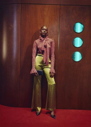 Mango Pantaloni dritti satinati giallo - Donna - 40 - MANGO