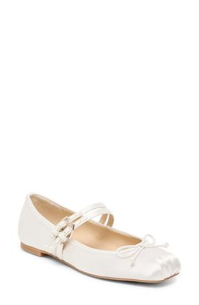 Dolce Vita Gibsen Mary Jane Flat in True White Satin at Nordstrom, Size 6.5